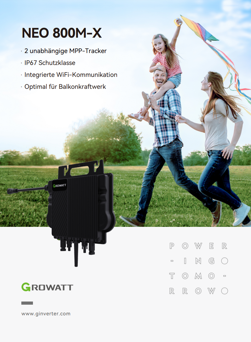 Offgridtec 850W Growatt NEO 800M-X Trina Vertex S Dual Glas Mini-PV Solaranlage